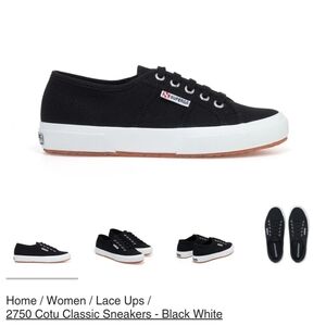 Superga Classic Cotu Black and white Sneaker Shoes Size 37